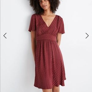 NWT Madewell V-Neck Fit-and-Flare Dress in Dot Jacquard Size 6